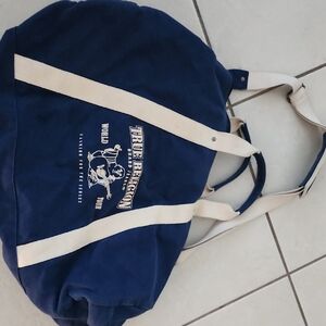 True Religion Navy and Cream Duffel Bag